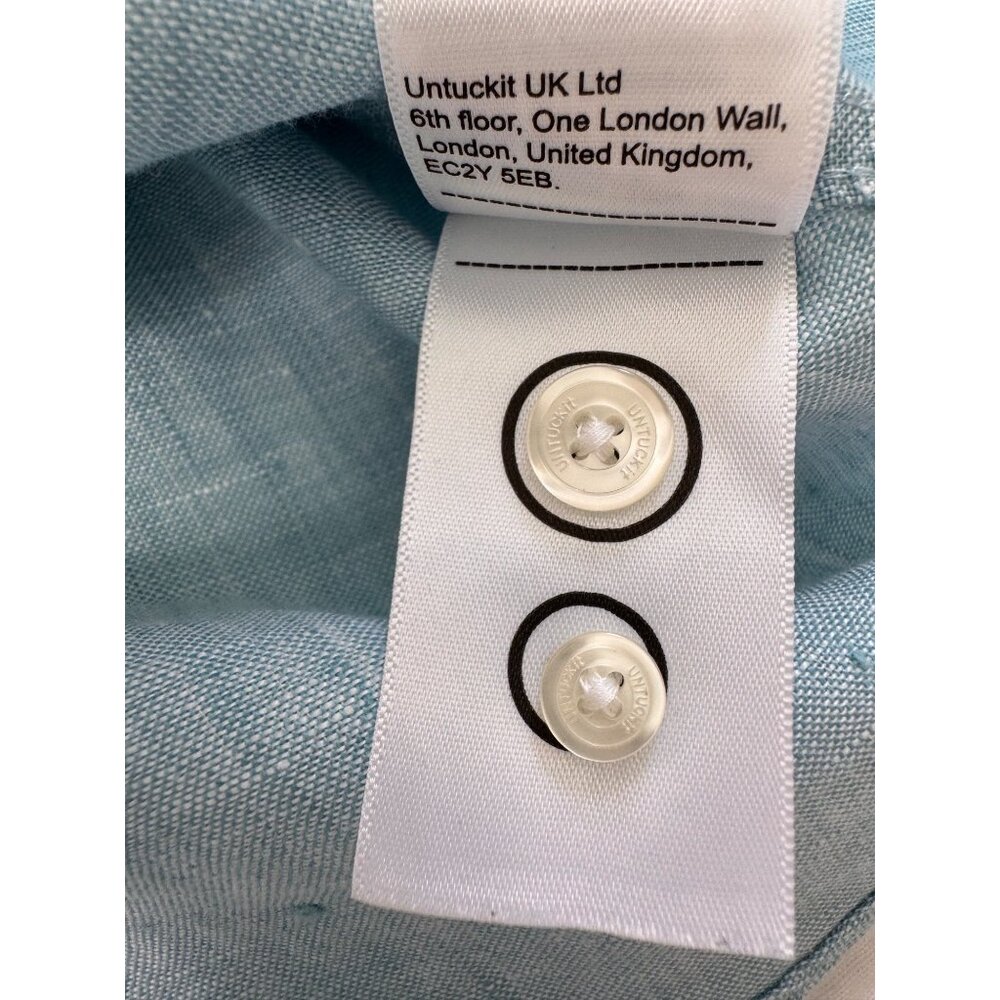 UNTUCKit Long Sleeve Blue Button Up 100% Linen Shirt XXL Travel - Picture 6 of 9
